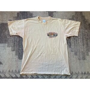 VTG Made USA Mens Large LOGOTEL T Shirt 'The Original Cool Dogs' Tan CM Coolidge